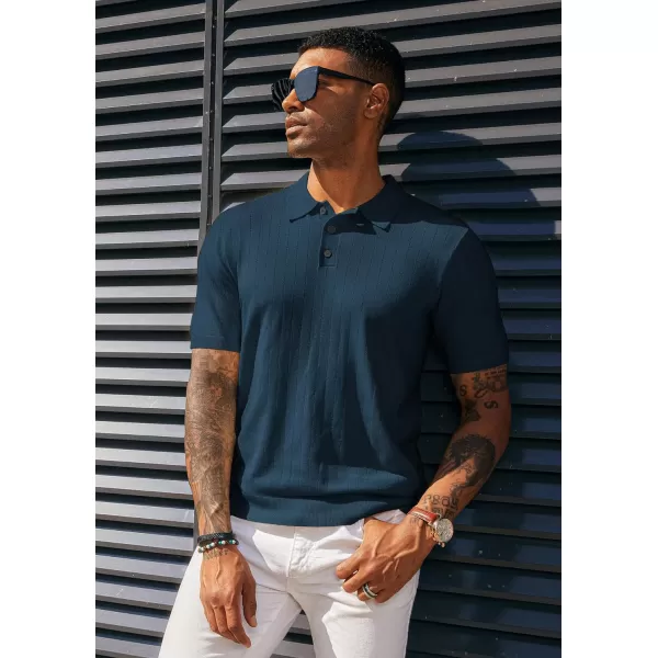 PJ PAUL JONES Men's Knit Polo Shirts Lightweight Short Sleeve Pullover Golf Shirts