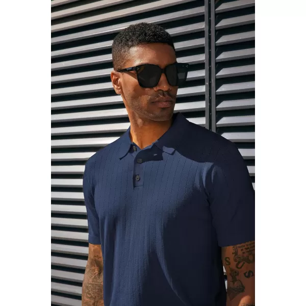 PJ PAUL JONES Men's Knit Polo Shirts Lightweight Short Sleeve Pullover Golf Shirts