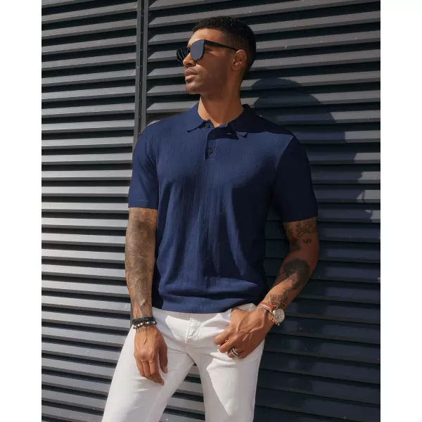 PJ PAUL JONES Men's Knit Polo Shirts Lightweight Short Sleeve Pullover Golf Shirts