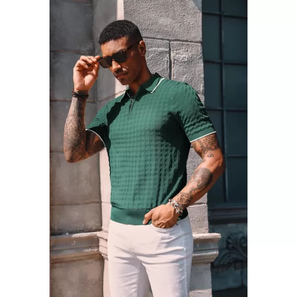 PJ PAUL JONES Men's Knit Polo Shirts Short Sleeve Quarter Zip Polo Shirt