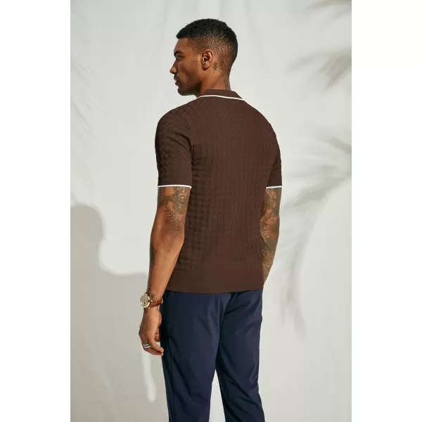 PJ PAUL JONES Men's Knit Polo Shirts Short Sleeve Quarter Zip Polo Shirt