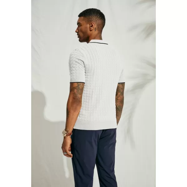 PJ PAUL JONES Men's Knit Polo Shirts Short Sleeve Quarter Zip Polo Shirt