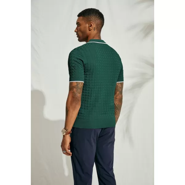 PJ PAUL JONES Men's Knit Polo Shirts Short Sleeve Quarter Zip Polo Shirt
