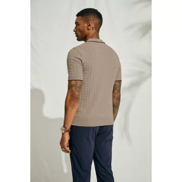 PJ PAUL JONES Men's Knit Polo Shirts Short Sleeve Quarter Zip Polo Shirt