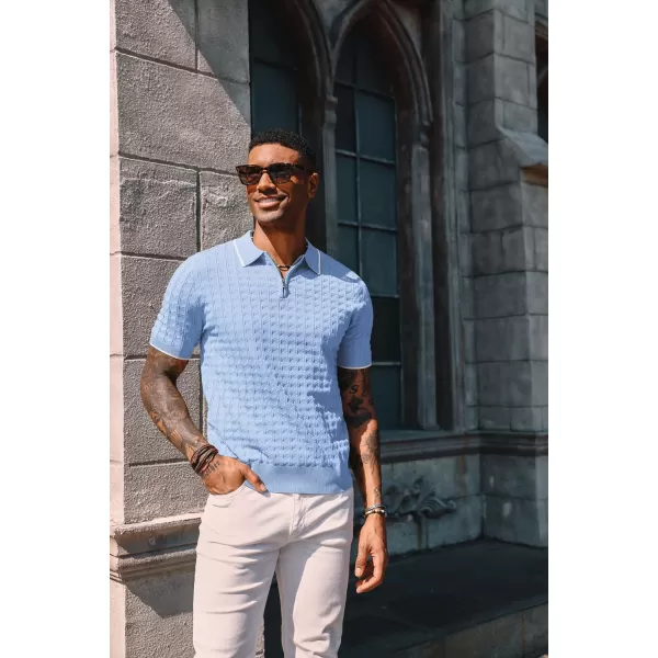 PJ PAUL JONES Men's Knit Polo Shirts Short Sleeve Quarter Zip Polo Shirt