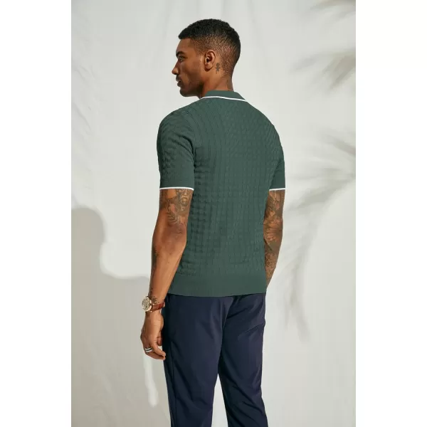 PJ PAUL JONES Men's Knit Polo Shirts Short Sleeve Quarter Zip Polo Shirt