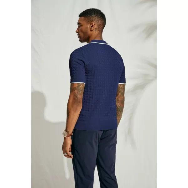 PJ PAUL JONES Men's Knit Polo Shirts Short Sleeve Quarter Zip Polo Shirt