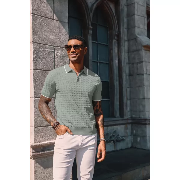 PJ PAUL JONES Men's Knit Polo Shirts Short Sleeve Quarter Zip Polo Shirt