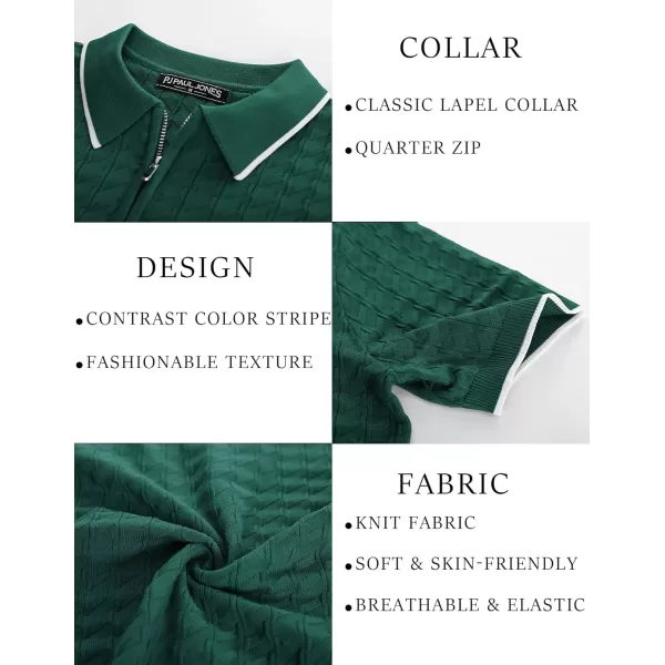 PJ PAUL JONES Men's Knit Polo Shirts Short Sleeve Quarter Zip Polo Shirt