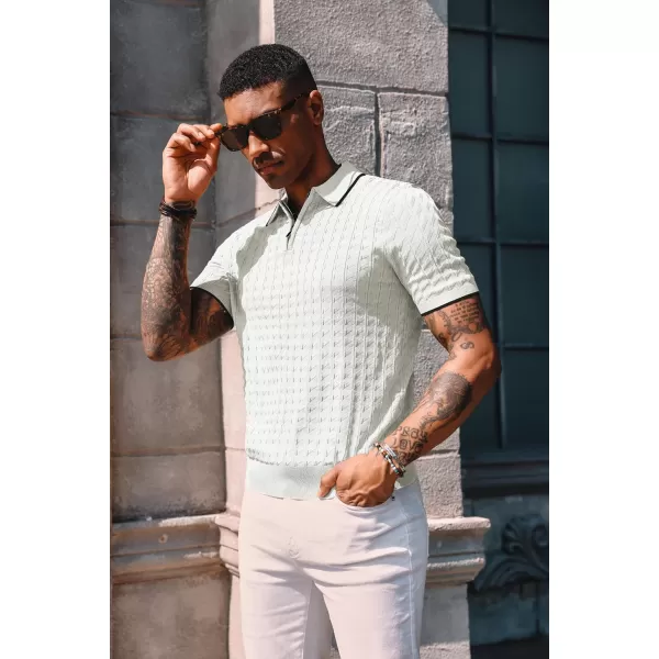 PJ PAUL JONES Men's Knit Polo Shirts Short Sleeve Quarter Zip Polo Shirt