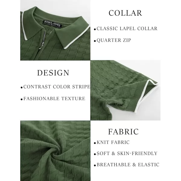 PJ PAUL JONES Men's Knit Polo Shirts Short Sleeve Quarter Zip Polo Shirt
