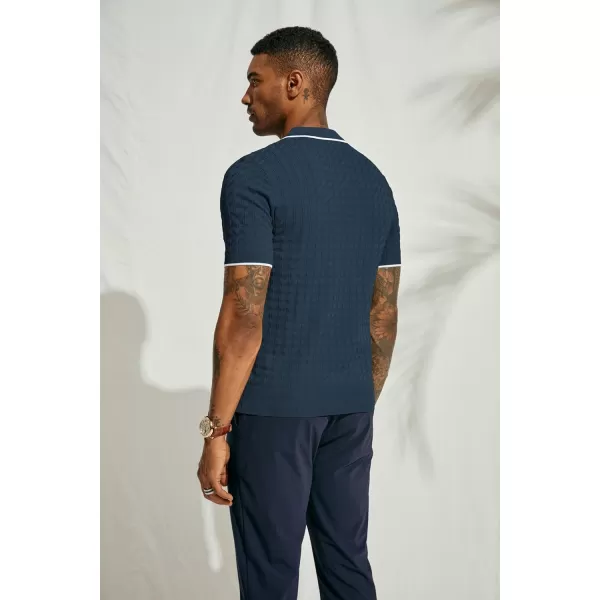 PJ PAUL JONES Men's Knit Polo Shirts Short Sleeve Quarter Zip Polo Shirt