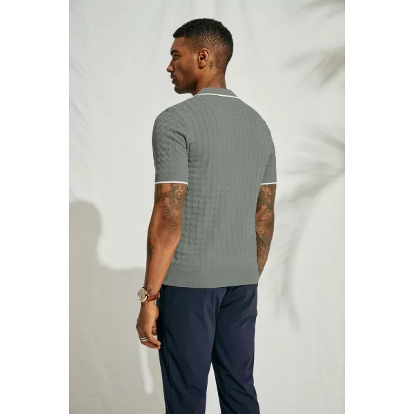 PJ PAUL JONES Men's Knit Polo Shirts Short Sleeve Quarter Zip Polo Shirt