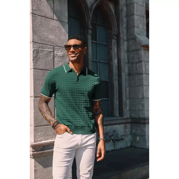 PJ PAUL JONES Men's Knit Polo Shirts Short Sleeve Quarter Zip Polo Shirt