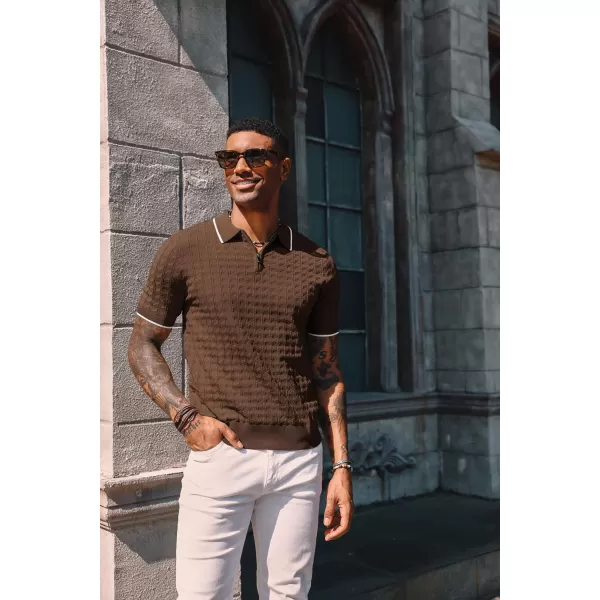 PJ PAUL JONES Men's Knit Polo Shirts Short Sleeve Quarter Zip Polo Shirt