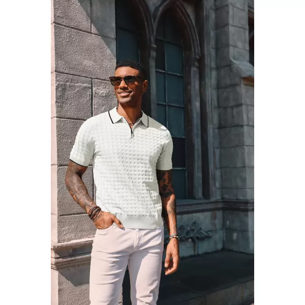 PJ PAUL JONES Men's Knit Polo Shirts Short Sleeve Quarter Zip Polo Shirt