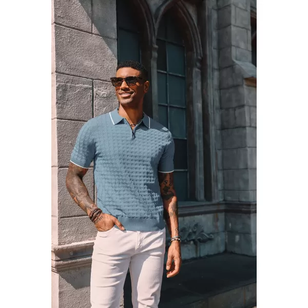 PJ PAUL JONES Men's Knit Polo Shirts Short Sleeve Quarter Zip Polo Shirt
