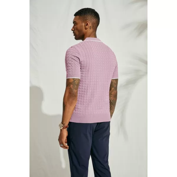 PJ PAUL JONES Men's Knit Polo Shirts Short Sleeve Quarter Zip Polo Shirt