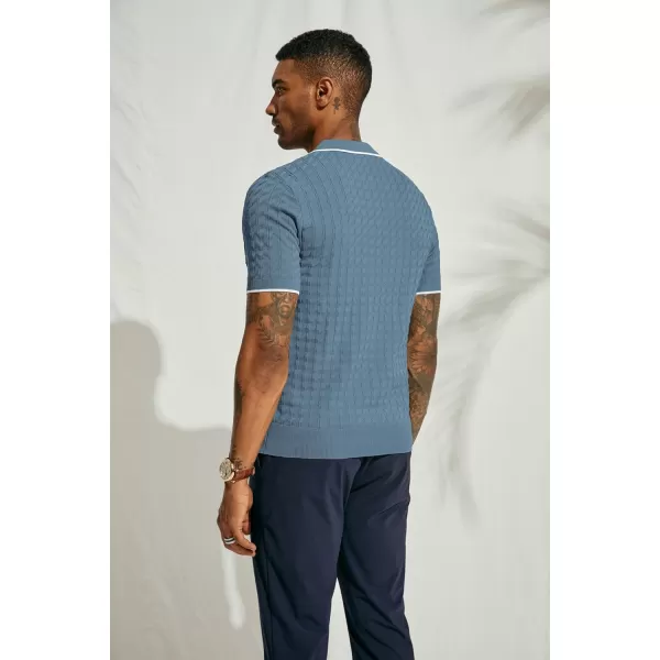 PJ PAUL JONES Men's Knit Polo Shirts Short Sleeve Quarter Zip Polo Shirt