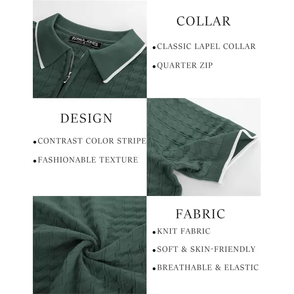 PJ PAUL JONES Men's Knit Polo Shirts Short Sleeve Quarter Zip Polo Shirt