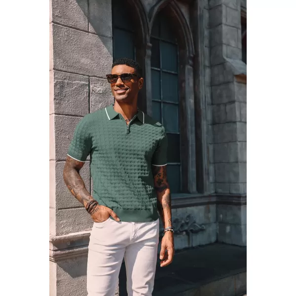 PJ PAUL JONES Men's Knit Polo Shirts Short Sleeve Quarter Zip Polo Shirt
