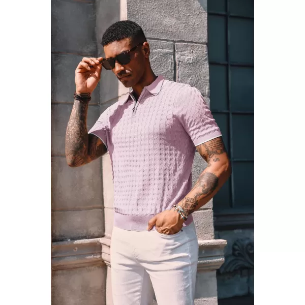 PJ PAUL JONES Men's Knit Polo Shirts Short Sleeve Quarter Zip Polo Shirt