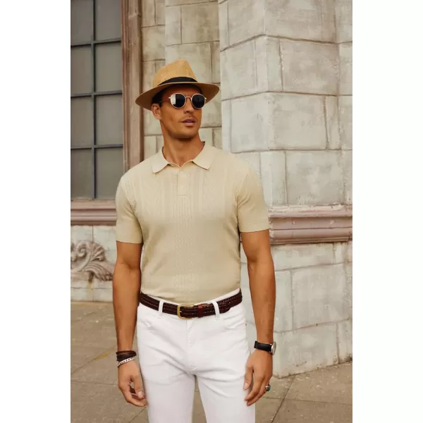 PJ PAUL JONES Mens Knitted Polo Shirt Short Sleeve Knit Texture Shirt Men Knitting Golf T Shirts