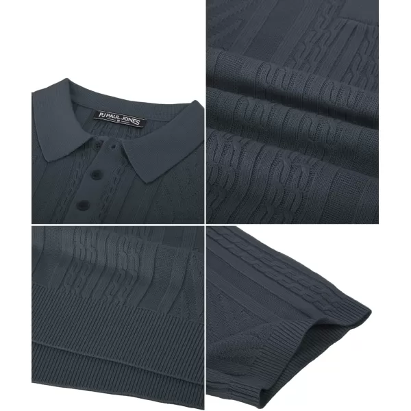 PJ PAUL JONES Mens Knitted Polo Shirt Short Sleeve Knit Texture Shirt Men Knitting Golf T Shirts