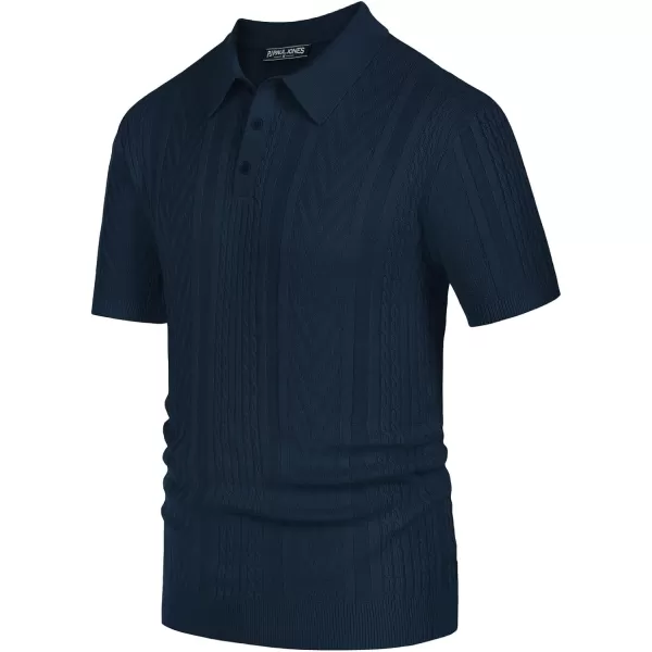 PJ PAUL JONES Mens Knitted Polo Shirt Short Sleeve Knit Texture Shirt Men Knitting Golf T Shirts