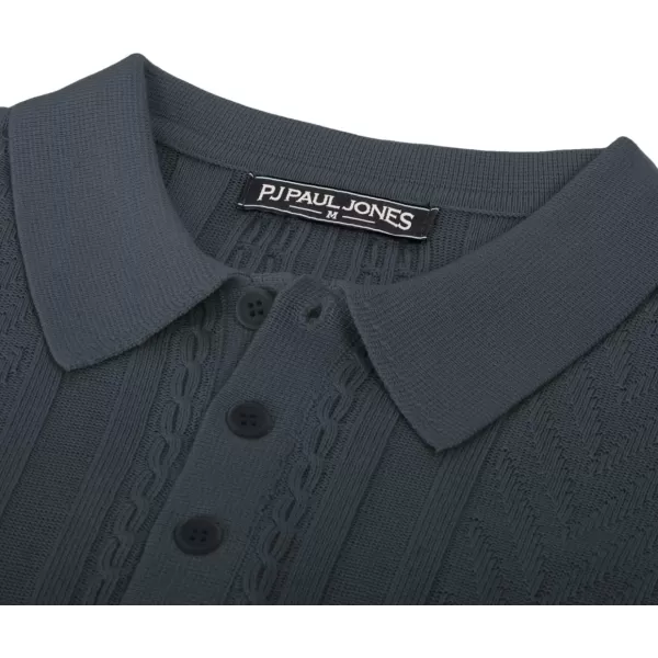 PJ PAUL JONES Mens Knitted Polo Shirt Short Sleeve Knit Texture Shirt Men Knitting Golf T Shirts