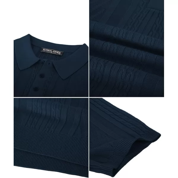 PJ PAUL JONES Mens Knitted Polo Shirt Short Sleeve Knit Texture Shirt Men Knitting Golf T Shirts