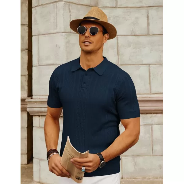 PJ PAUL JONES Mens Knitted Polo Shirt Short Sleeve Knit Texture Shirt Men Knitting Golf T Shirts