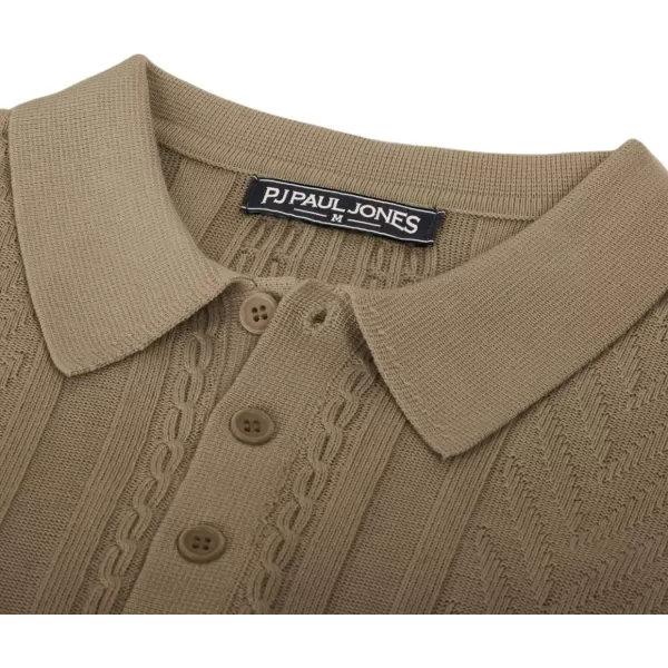 PJ PAUL JONES Mens Knitted Polo Shirt Short Sleeve Knit Texture Shirt Men Knitting Golf T Shirts
