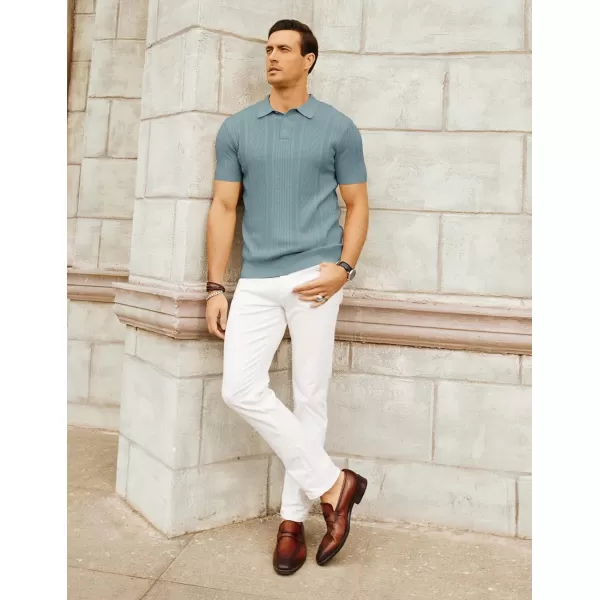 PJ PAUL JONES Mens Knitted Polo Shirt Short Sleeve Knit Texture Shirt Men Knitting Golf T Shirts