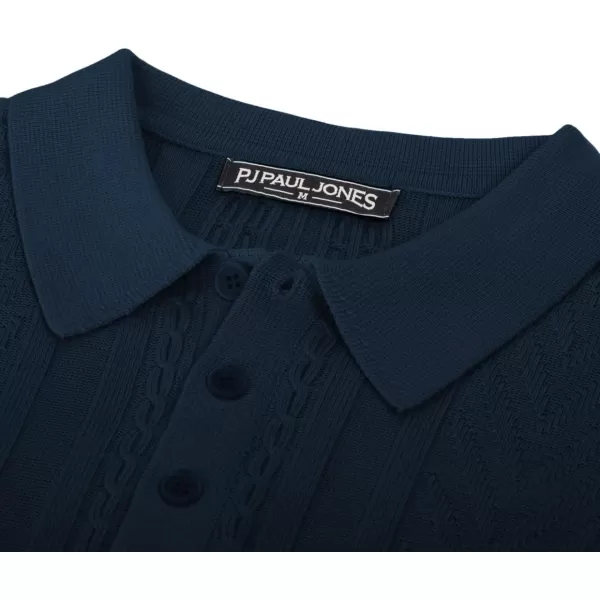 PJ PAUL JONES Mens Knitted Polo Shirt Short Sleeve Knit Texture Shirt Men Knitting Golf T Shirts