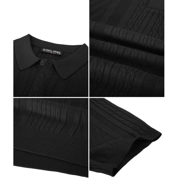 PJ PAUL JONES Mens Knitted Polo Shirt Short Sleeve Knit Texture Shirt Men Knitting Golf T Shirts