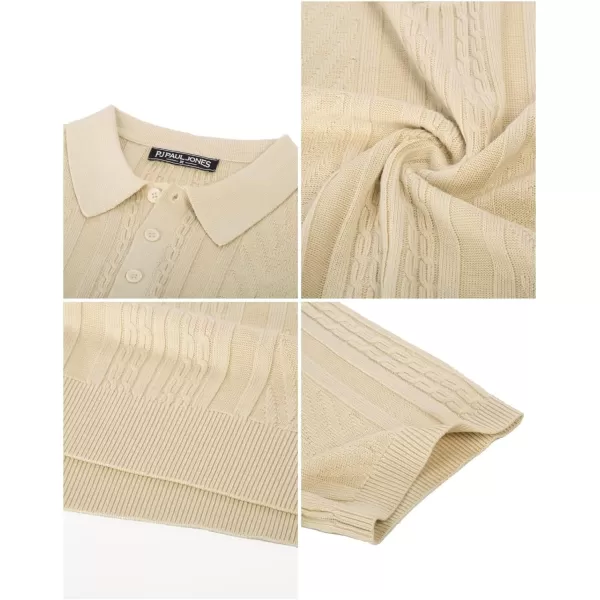 PJ PAUL JONES Mens Knitted Polo Shirt Short Sleeve Knit Texture Shirt Men Knitting Golf T Shirts