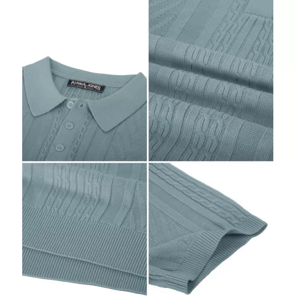PJ PAUL JONES Mens Knitted Polo Shirt Short Sleeve Knit Texture Shirt Men Knitting Golf T Shirts