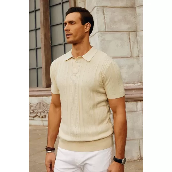 PJ PAUL JONES Mens Knitted Polo Shirt Short Sleeve Knit Texture Shirt Men Knitting Golf T Shirts