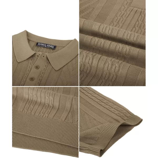 PJ PAUL JONES Mens Knitted Polo Shirt Short Sleeve Knit Texture Shirt Men Knitting Golf T Shirts
