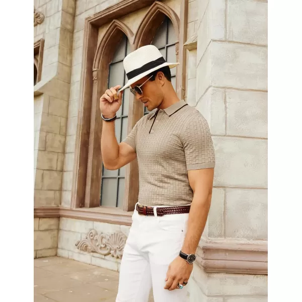 PJ PAUL JONES Mens Knitted Polo Shirts Short Sleeve Texture Summer Polo T Shirt Casual Pullover Polo Shirt