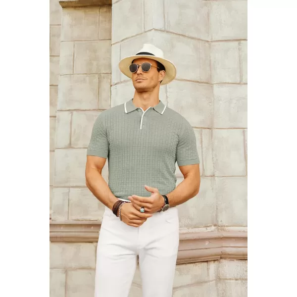 PJ PAUL JONES Mens Knitted Polo Shirts Short Sleeve Texture Summer Polo T Shirt Casual Pullover Polo Shirt