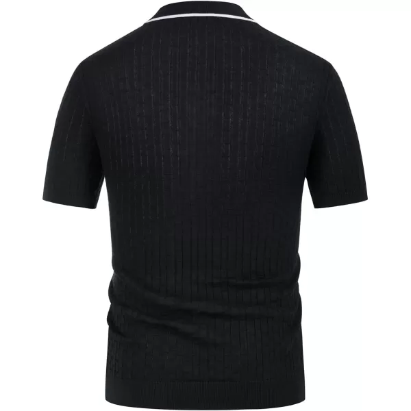 PJ PAUL JONES Mens Knitted Polo Shirts Short Sleeve Texture Summer Polo T Shirt Casual Pullover Polo Shirt