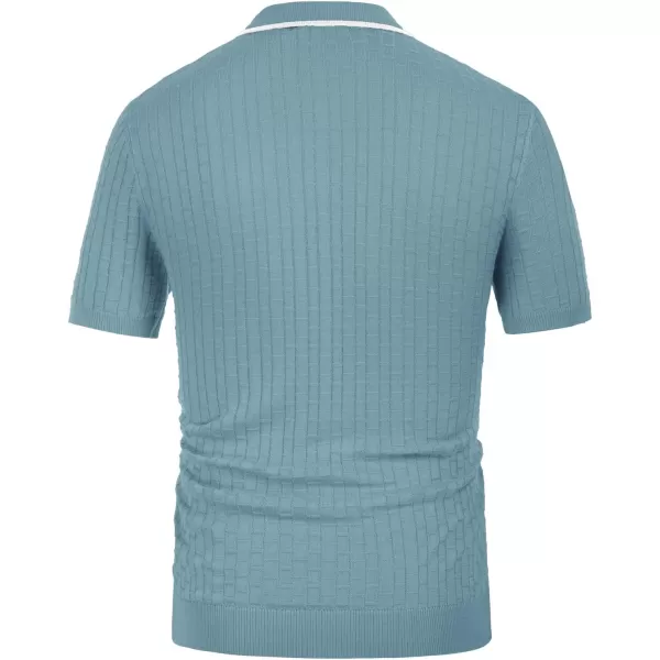 PJ PAUL JONES Mens Knitted Polo Shirts Short Sleeve Texture Summer Polo T Shirt Casual Pullover Polo Shirt