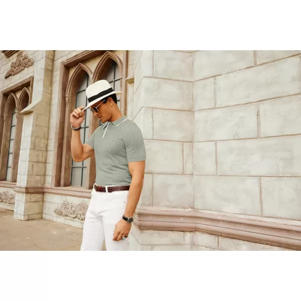 PJ PAUL JONES Mens Knitted Polo Shirts Short Sleeve Texture Summer Polo T Shirt Casual Pullover Polo Shirt