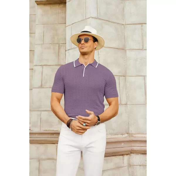 PJ PAUL JONES Mens Knitted Polo Shirts Short Sleeve Texture Summer Polo T Shirt Casual Pullover Polo Shirt