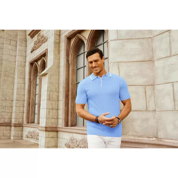 PJ PAUL JONES Mens Knitted Polo Shirts Short Sleeve Texture Summer Polo T Shirt Casual Pullover Polo Shirt