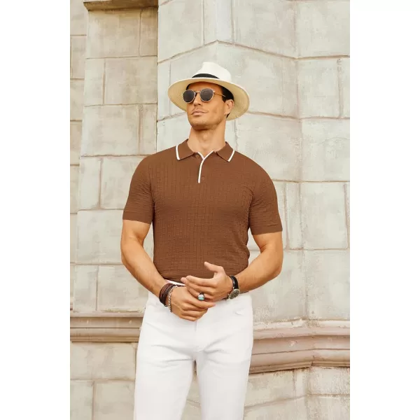PJ PAUL JONES Mens Knitted Polo Shirts Short Sleeve Texture Summer Polo T Shirt Casual Pullover Polo Shirt