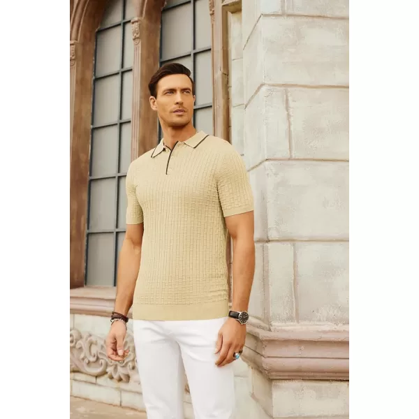 PJ PAUL JONES Mens Knitted Polo Shirts Short Sleeve Texture Summer Polo T Shirt Casual Pullover Polo Shirt