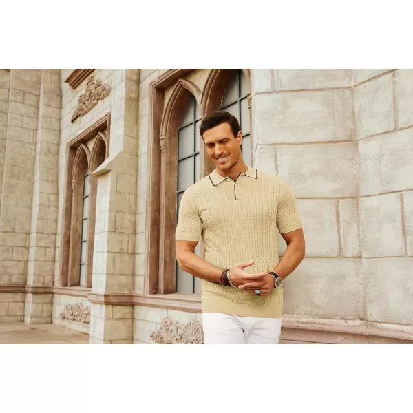 PJ PAUL JONES Mens Knitted Polo Shirts Short Sleeve Texture Summer Polo T Shirt Casual Pullover Polo Shirt